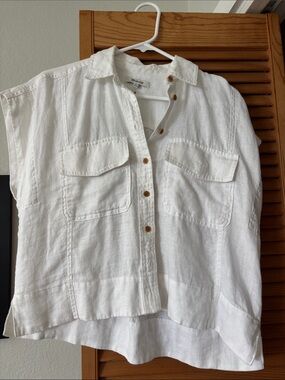 Lightweight White Linen Button-Up Shirt
